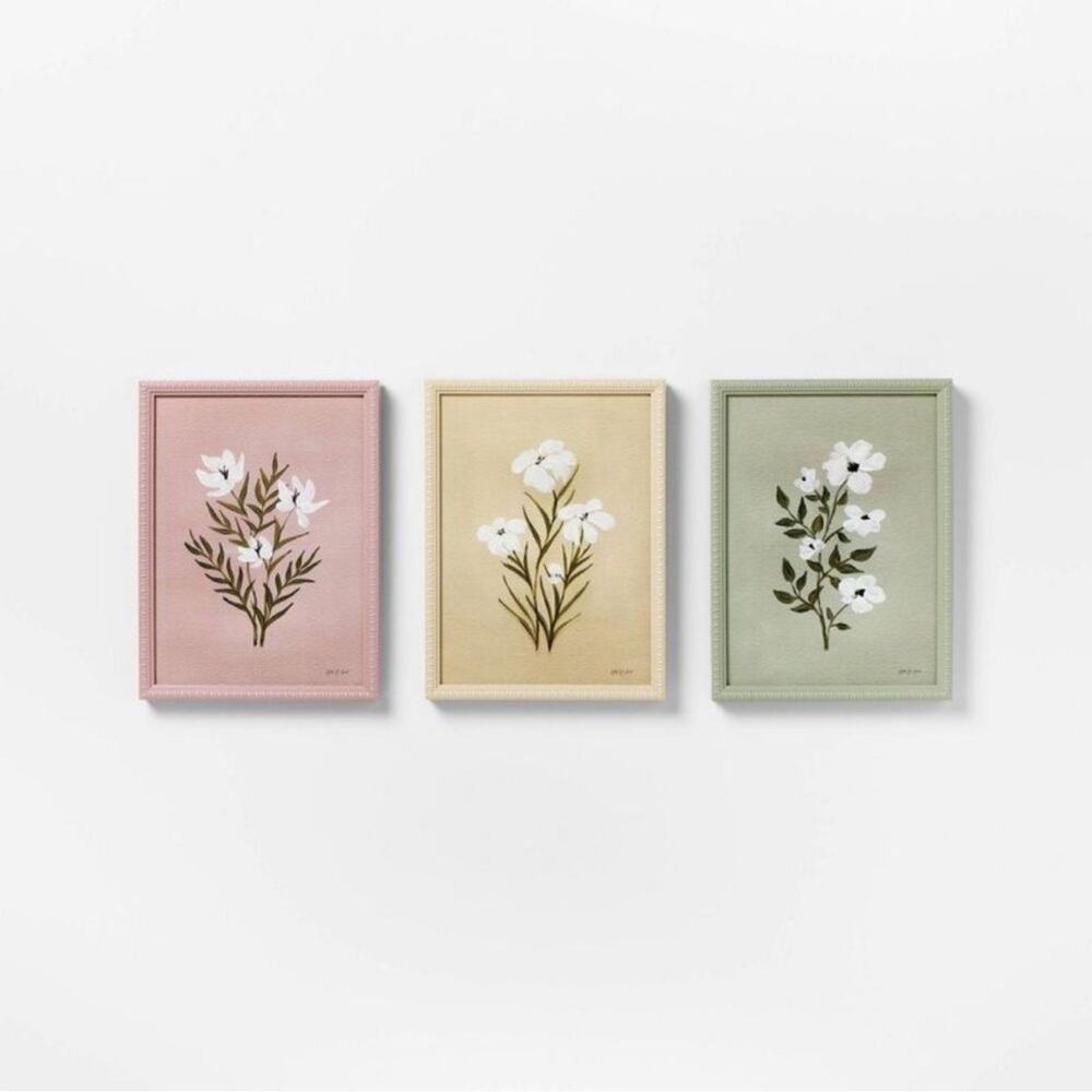 NWT (Set of 3) 12"x16" Flower Framed Arts - Threshold designed with Studio McGee - Picture 2 of 4